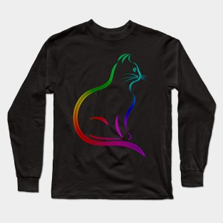 Multicolor Neon Cat Long Sleeve T-Shirt